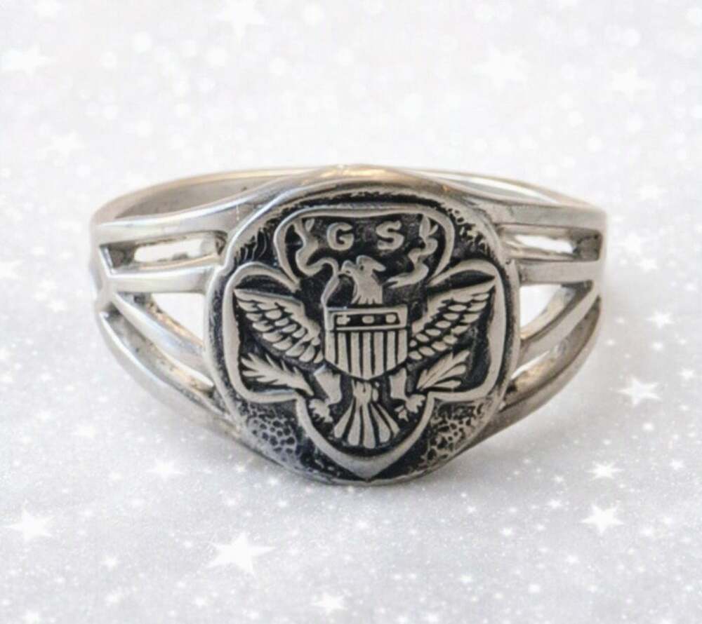 Sterling Silver American Girl Scout Eagle Ring Size 6 Vintage 1940's
